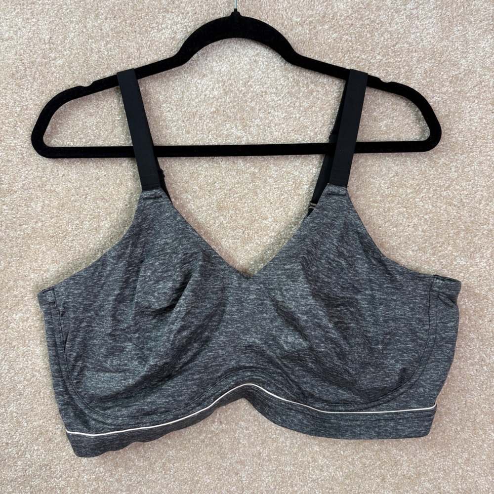 CACIQUE Lounge Bra Womens 44DDD Gray Heathered Unlined Wireless Comfort